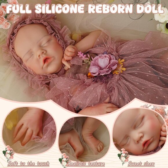 18 Inch Lifelike Full Silicone Body Dora-wheaten Newborn Girl Reborn Baby Doll - Picture 5 of 6